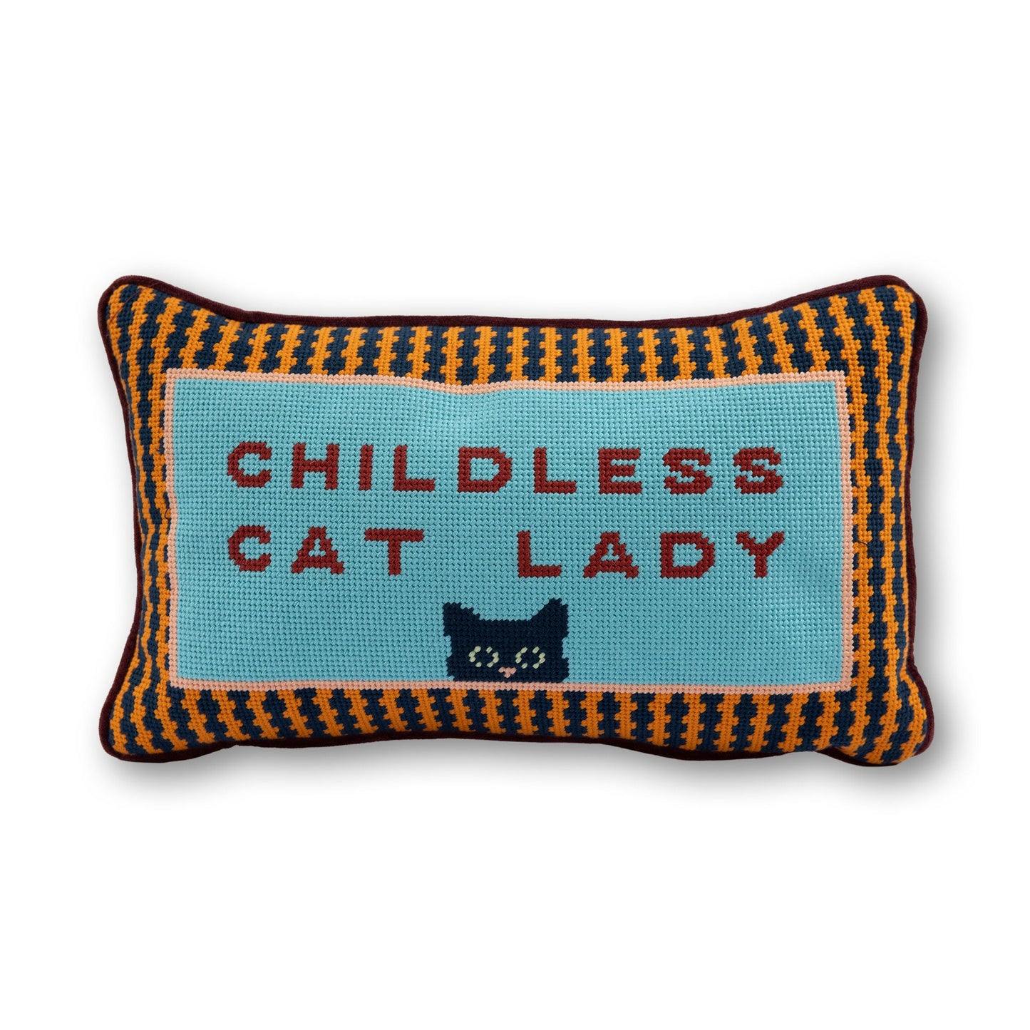 Childless Cat Lady Needlepoint Pillow