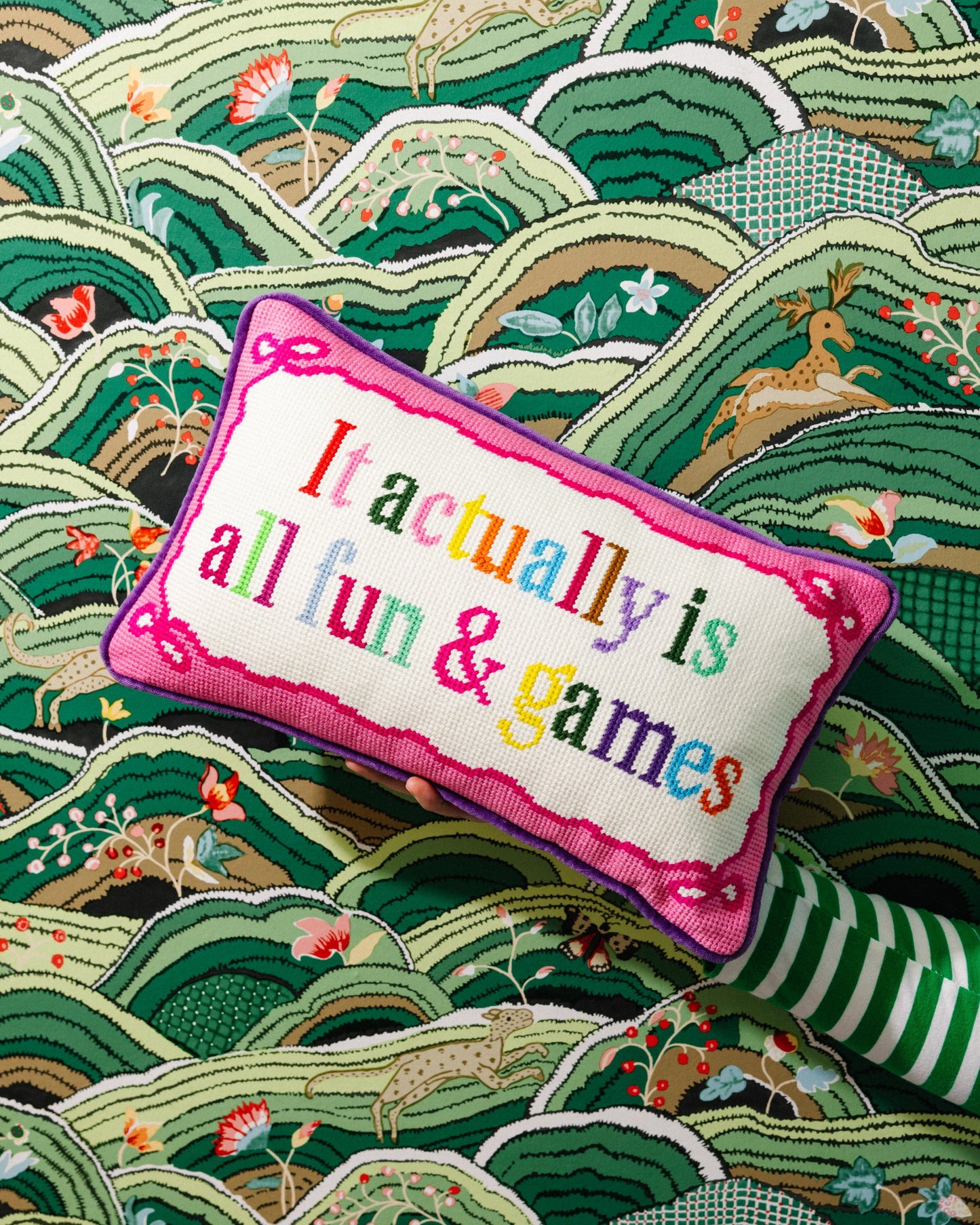 Fun And Games Needlepoint Pillow