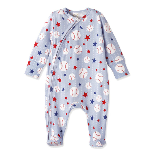 Grand Slam Baseball Bamboo Zipper Romper for Baby