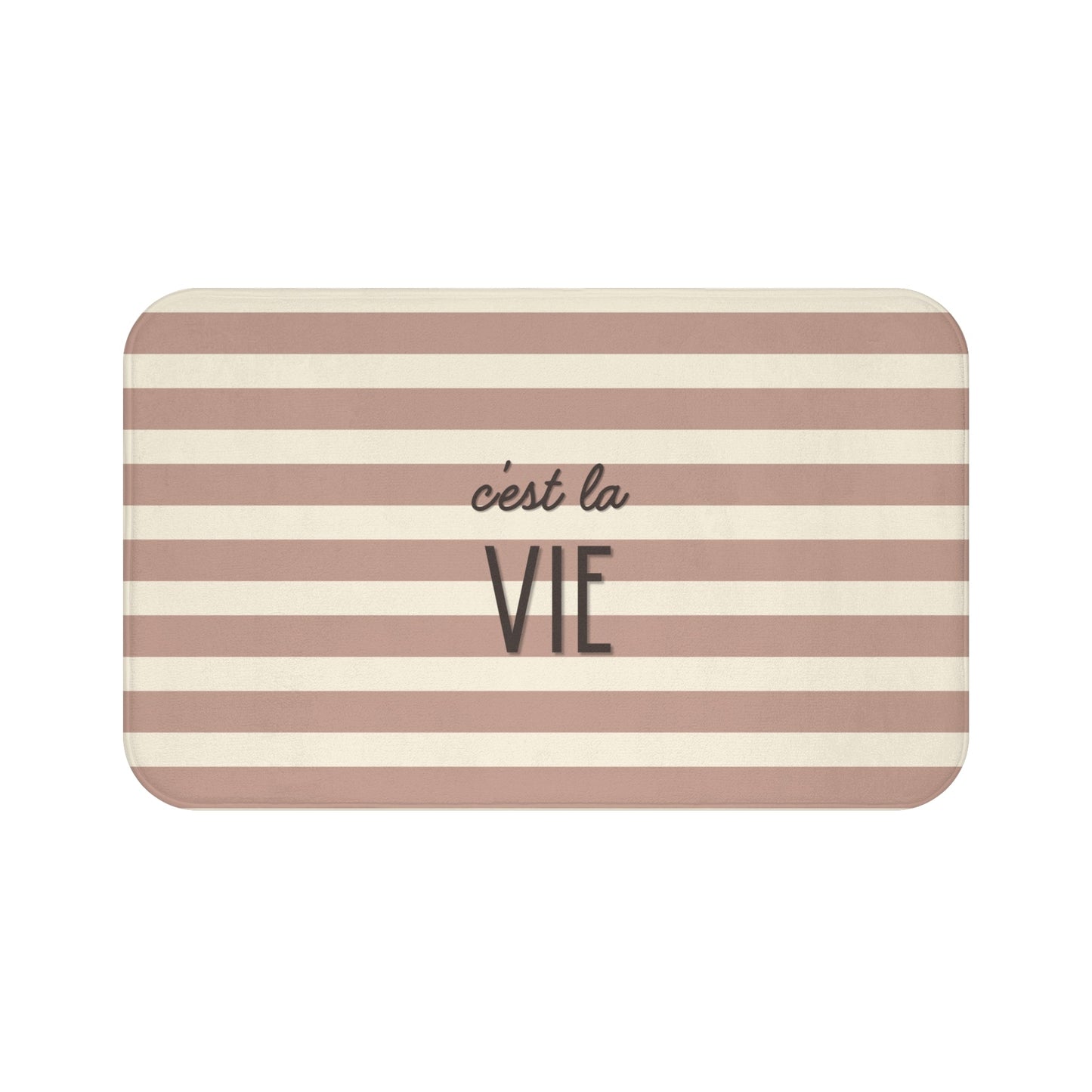 C'est la VIE Bath Mat |  Neutral Chic Bathroom Decor
