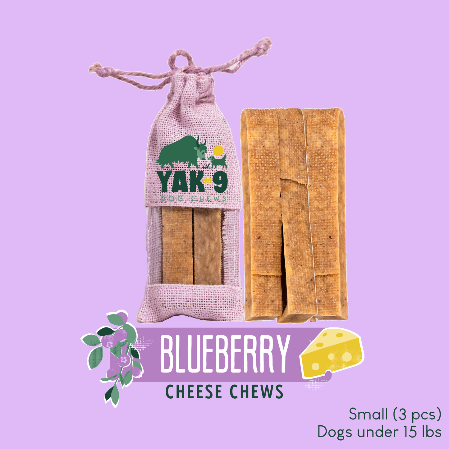 Blueberry Yak Chews for Dogs