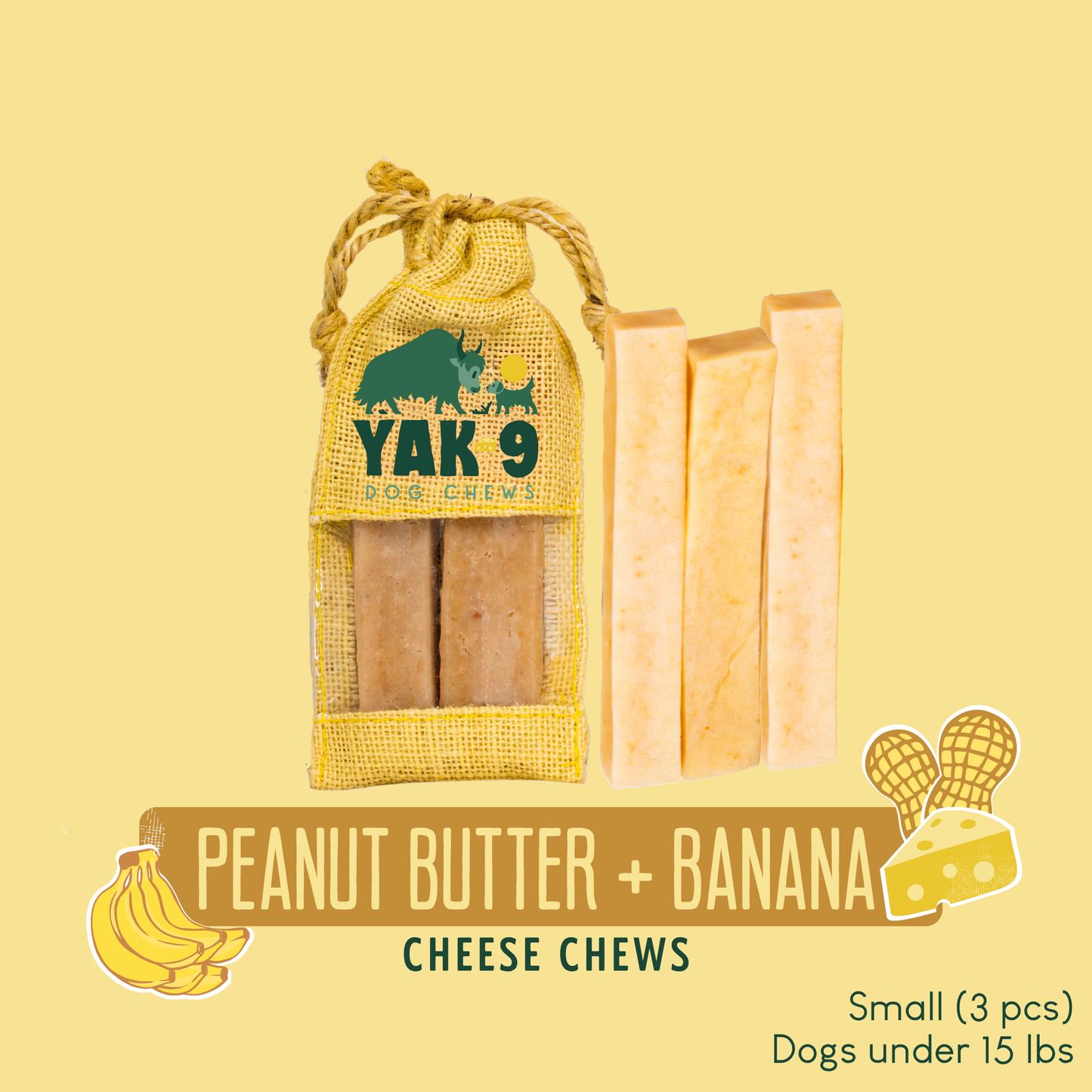 Peanut Butter Banana Chews for Dogs