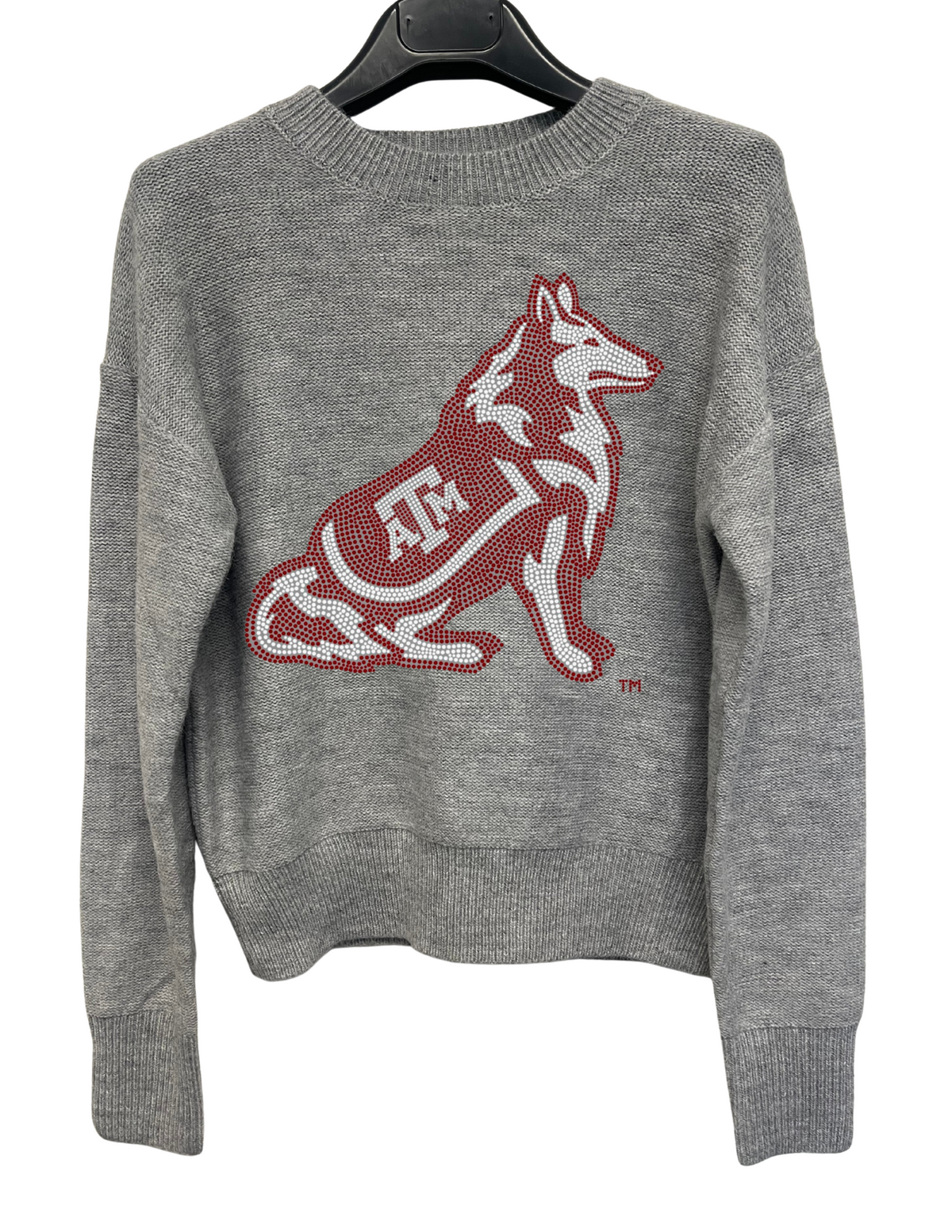 Texas A&M Reveille Gray Crewneck Long Sleeve Sweater