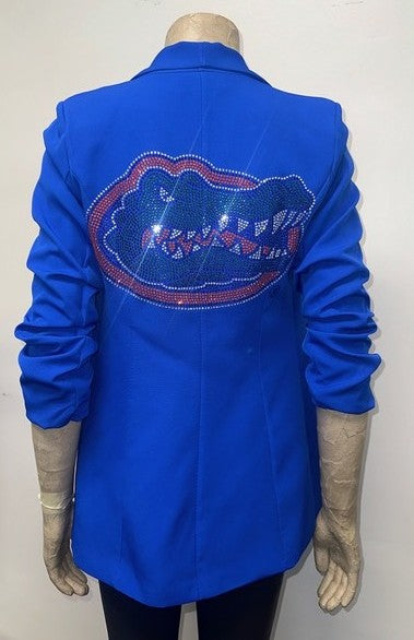 University of Florida Gator Head Royal Blue Ruched Sleeve Blazer