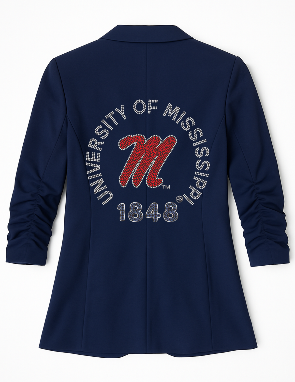 Ole Miss EST. 1848 Navy Blue Ruched Sleeve Blazer