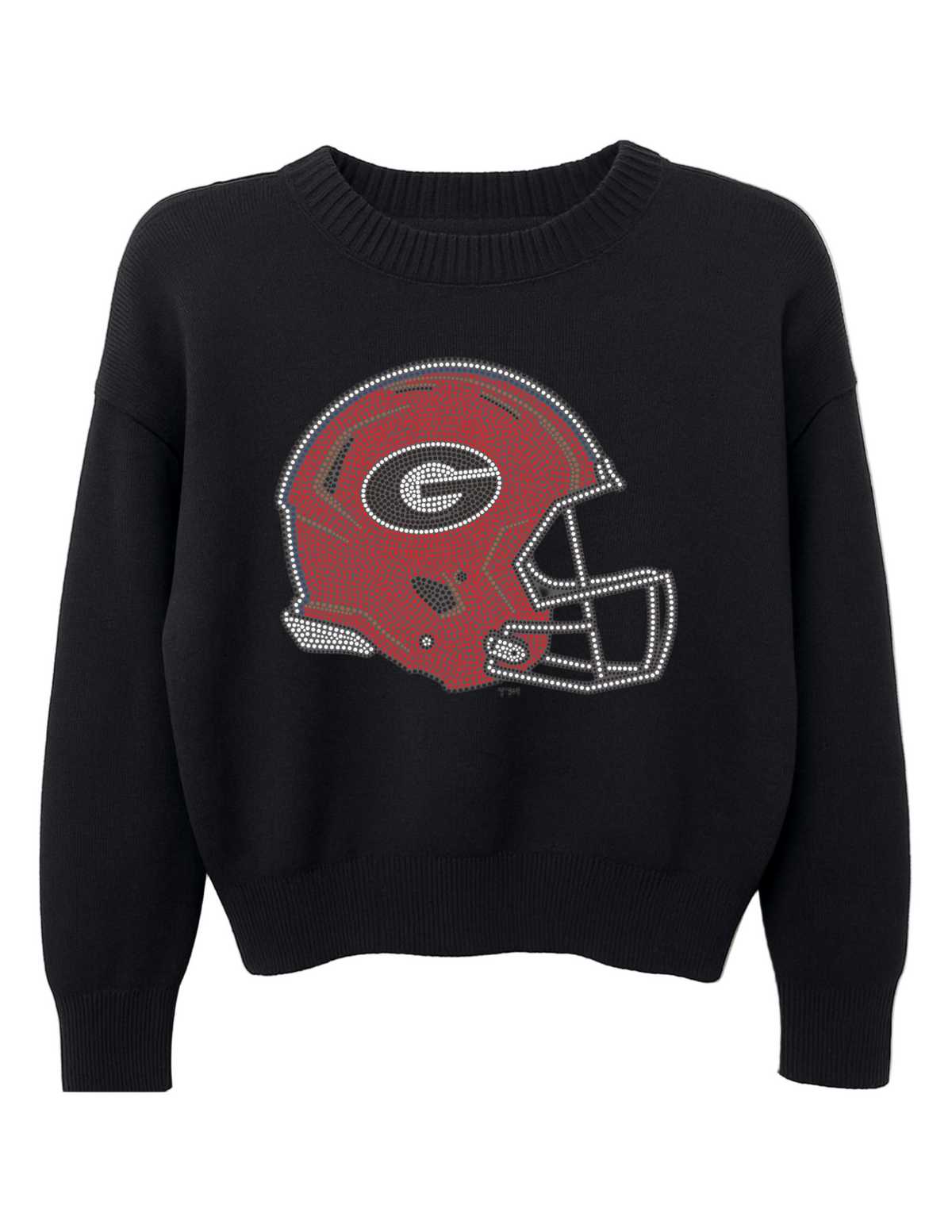 University of Georgia Helmet Black Crewneck Long Sleeve Sweater