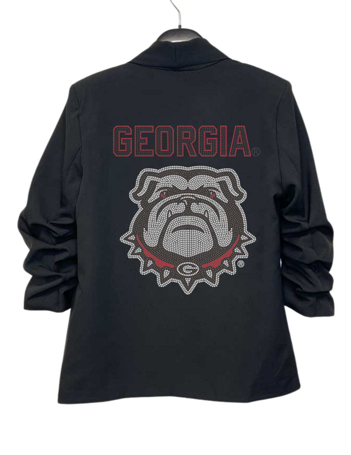 University of Georgia Bulldog & Script Black Ruched Sleeve Blazer