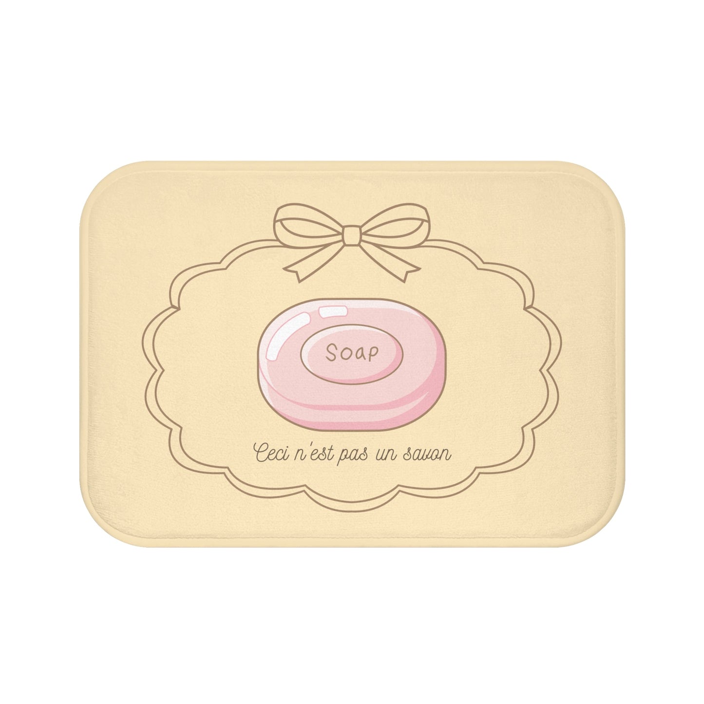 René Magritte 'Ceci n'est pas un savon' Bath Mat, NEUTRAL | Surrealist Humor Decor