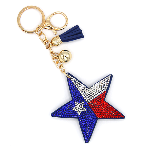 Texas Flag Star Rhinestone Keychain