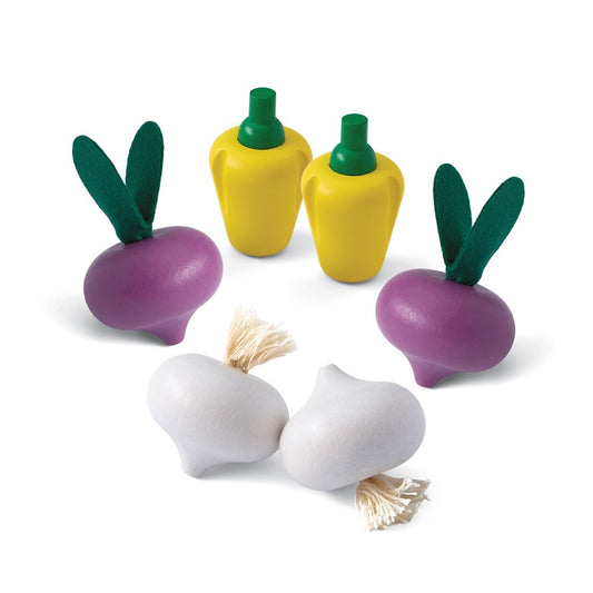 Fresh Produce Set C (Red Radishes, Garlics & Yellow Bell Peppers)