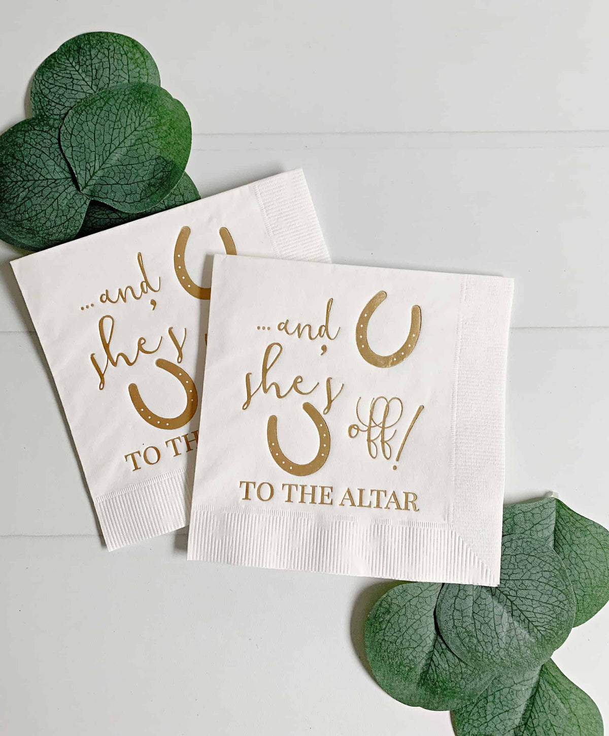 And She's Off to the Altar Derby Cocktail Napkins - White
