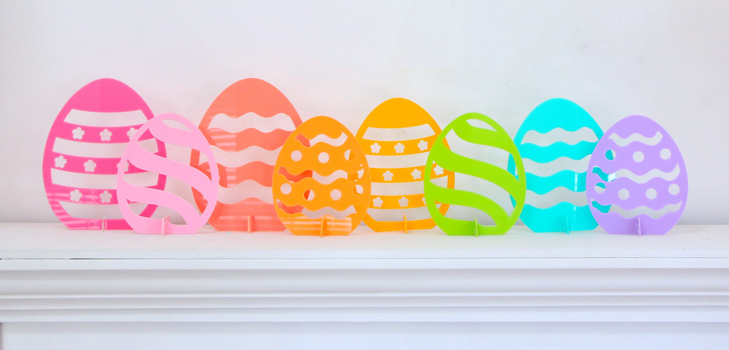 Pink and orange acrylic Easter egg standing decor