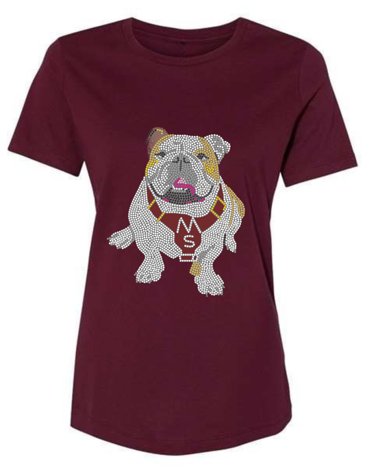 Mississippi State Bulldog Maroon Crewneck T-Shirt