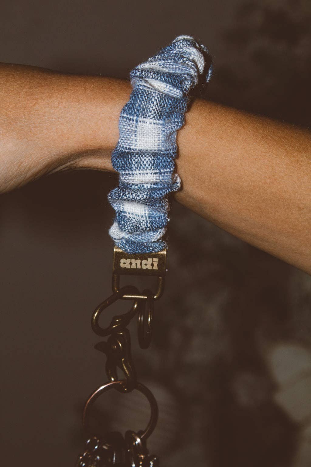 Icy Blue Gingham Keychain