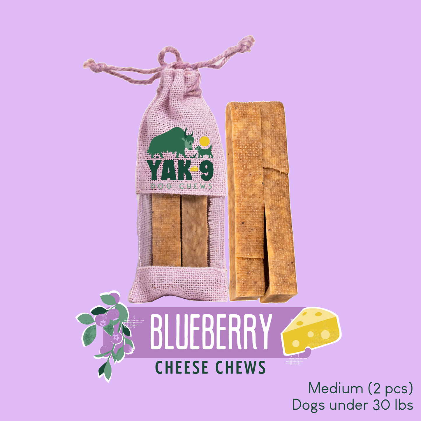 Blueberry Yak Chews for Dogs