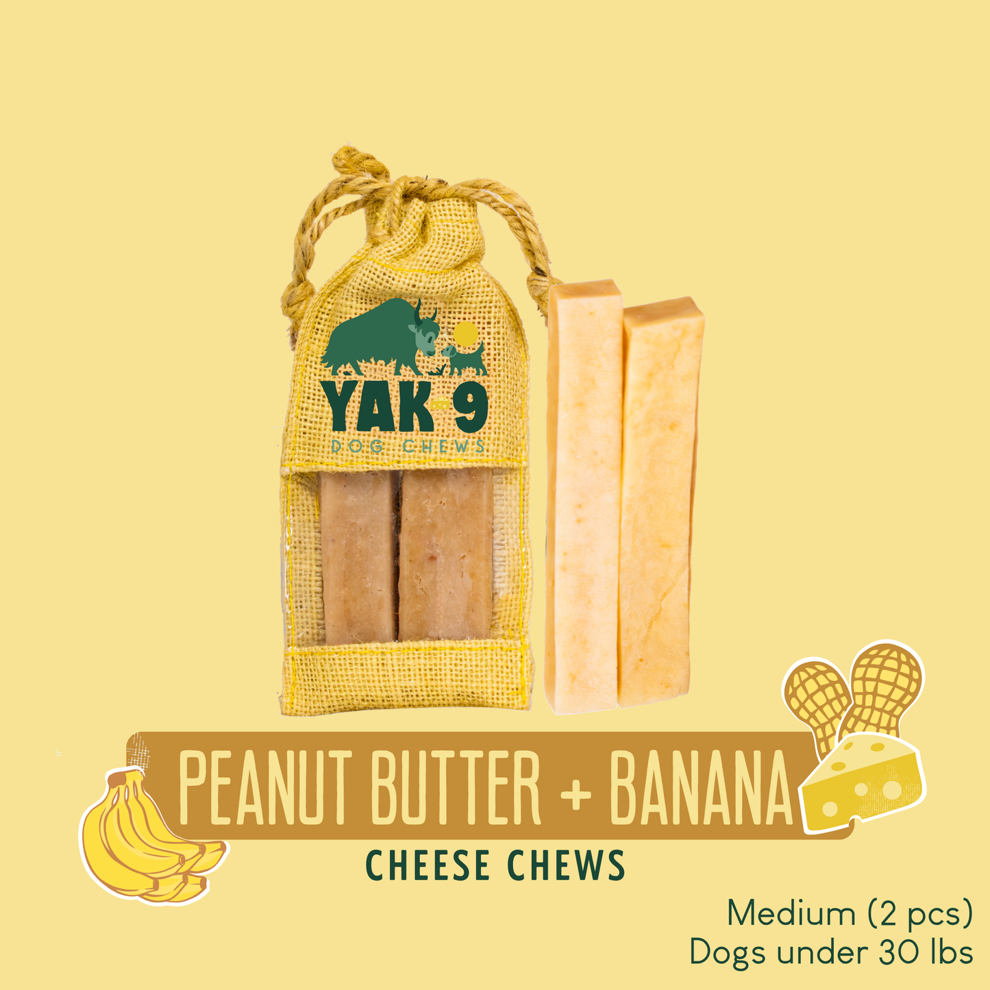 Peanut Butter Banana Chews for Dogs