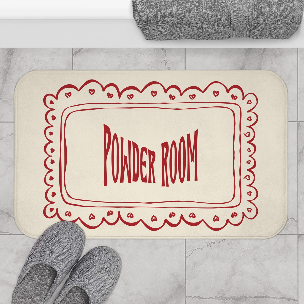 Powder Room Bath Mat | BEIGE Vintage Lace Doily Bathroom Rug