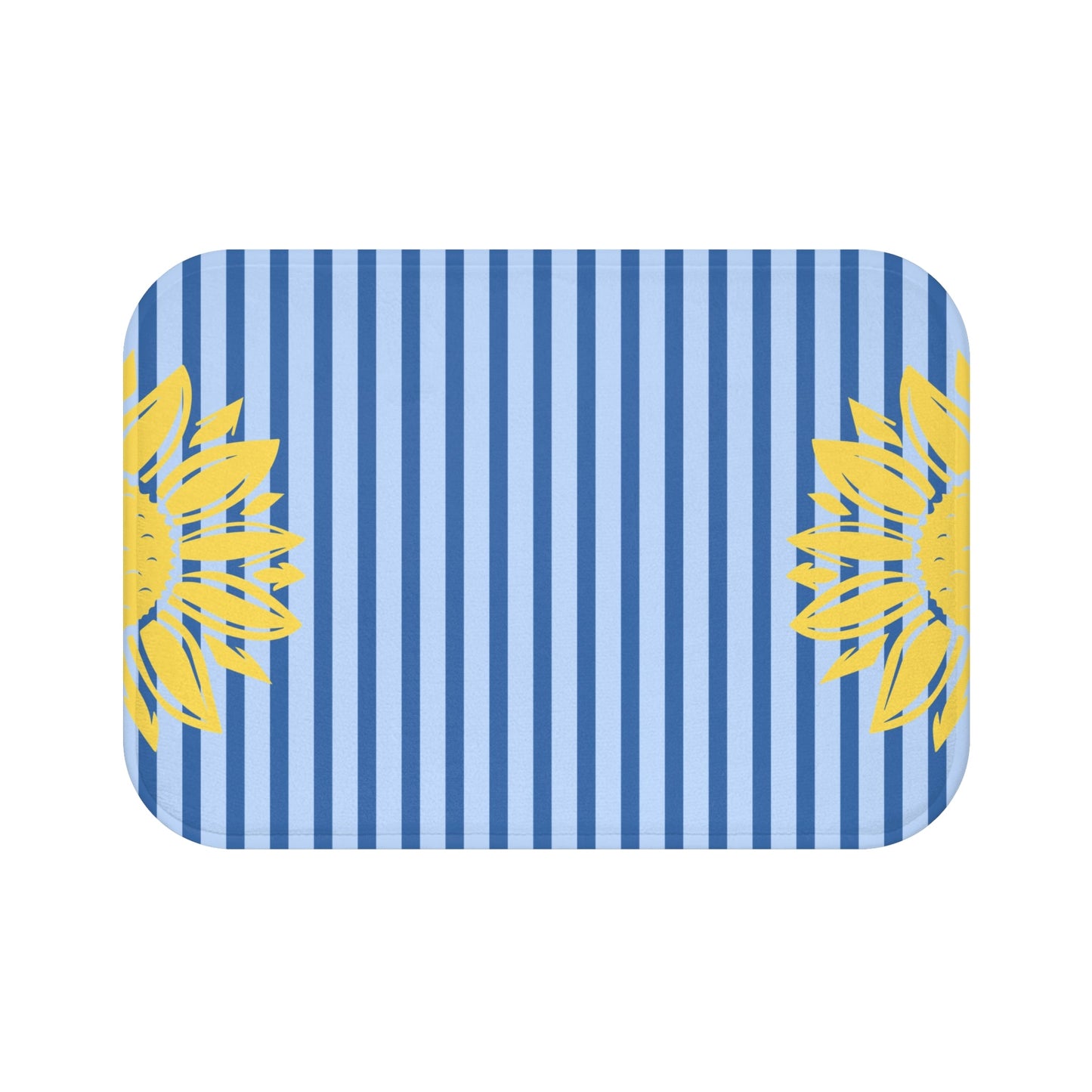 Preppy Sunflower Stripe Bath Mat – Yellow Sunflower Bathroom Rug
