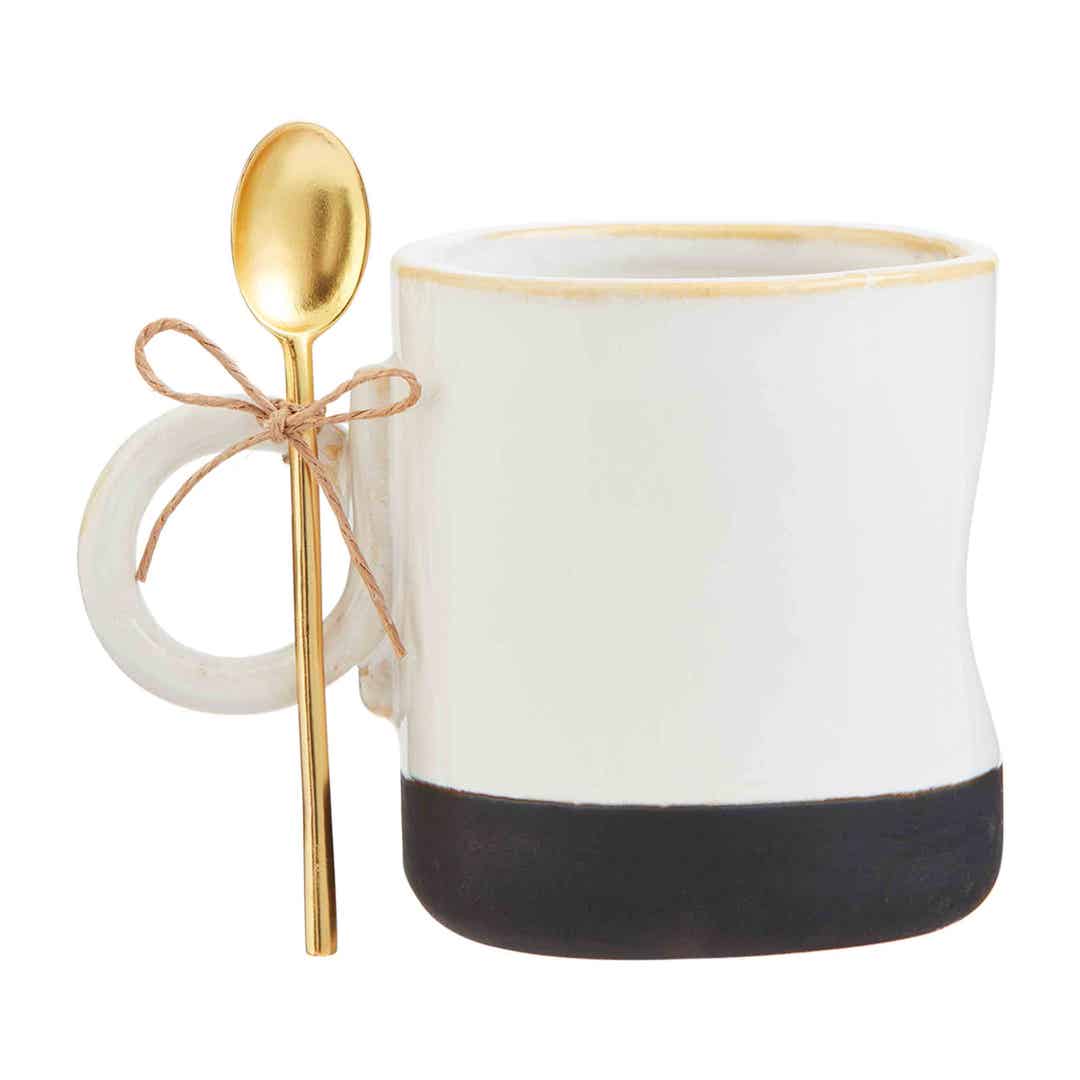 White/Black Stoneware Mug Set