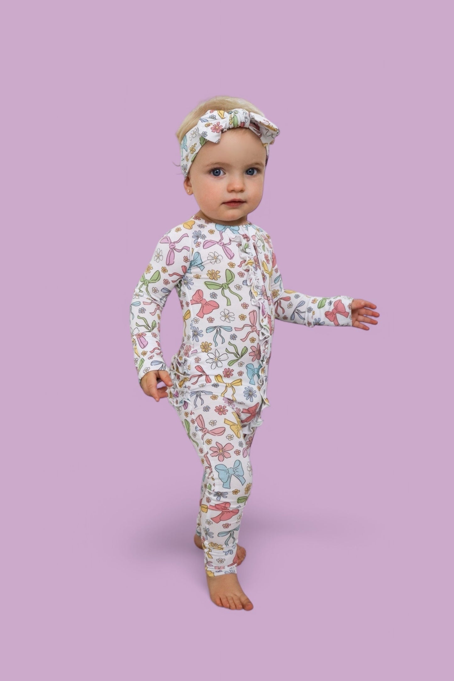 BOW GARDEN DREAM RUFFLE ROMPER