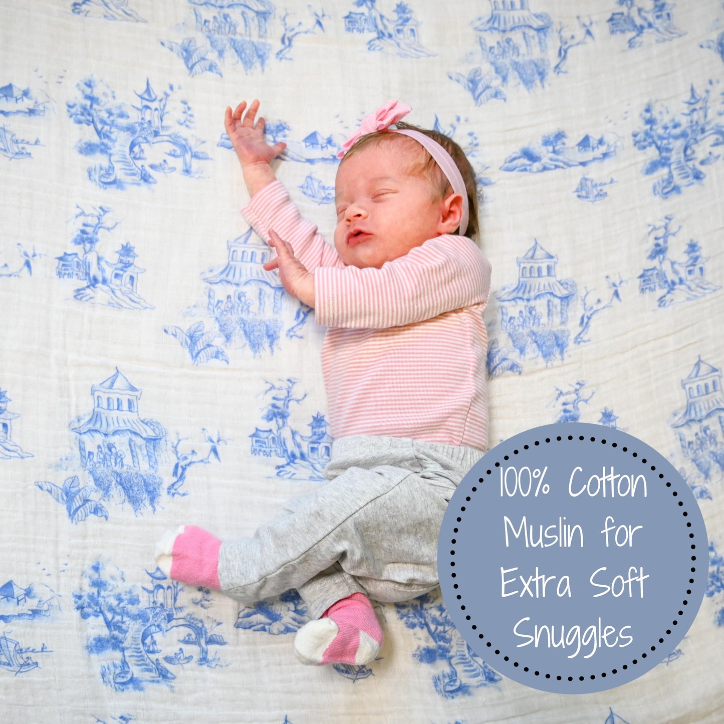 Chinoiserie Baby Muslin Swaddle Blanket