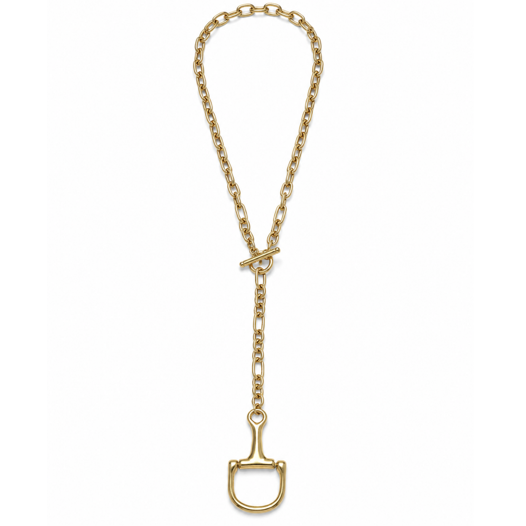 Equestrian Toggle Lariat Necklace 18k Gold Plated