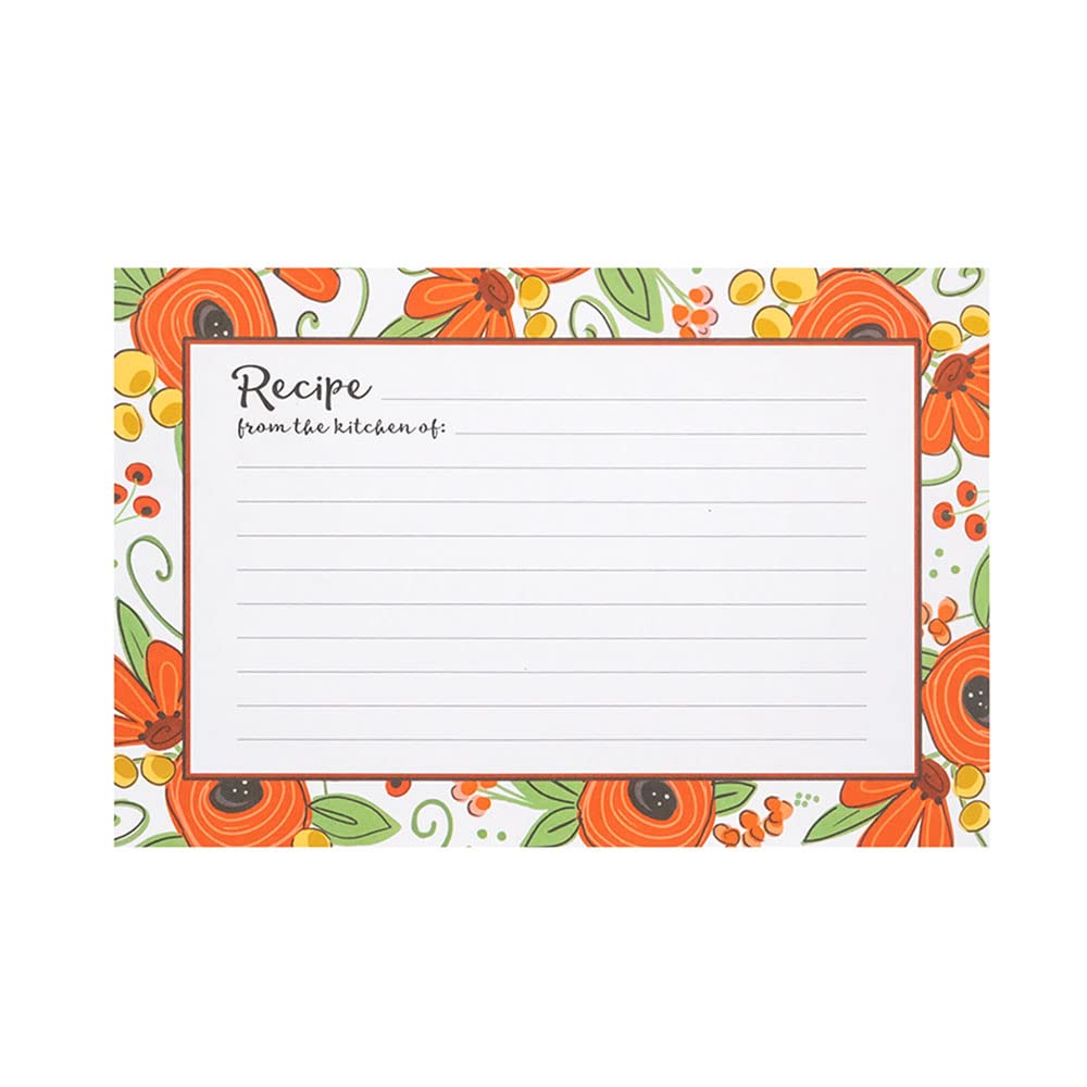 Red Floral Recipe Cards