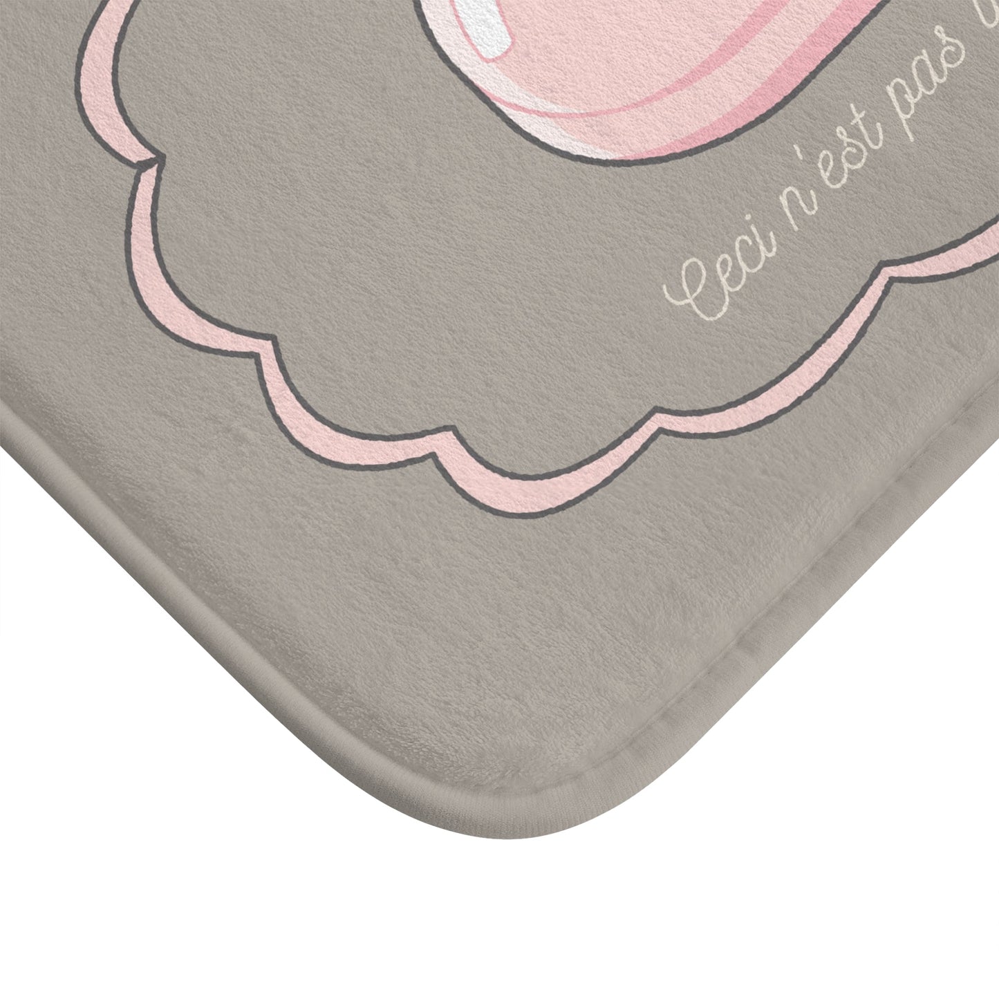 René Magritte 'Ceci n'est pas un savon' Bath Mat, Light GREY  | Surrealist Humor Decor