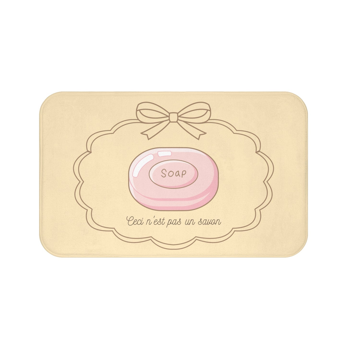 René Magritte 'Ceci n'est pas un savon' Bath Mat, NEUTRAL | Surrealist Humor Decor