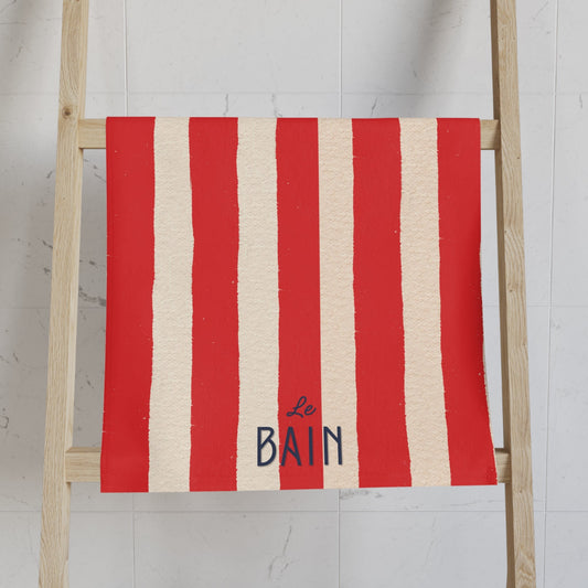 Le Bain Red Striped Hand Towel — French Red & Cream Bathroom Decor