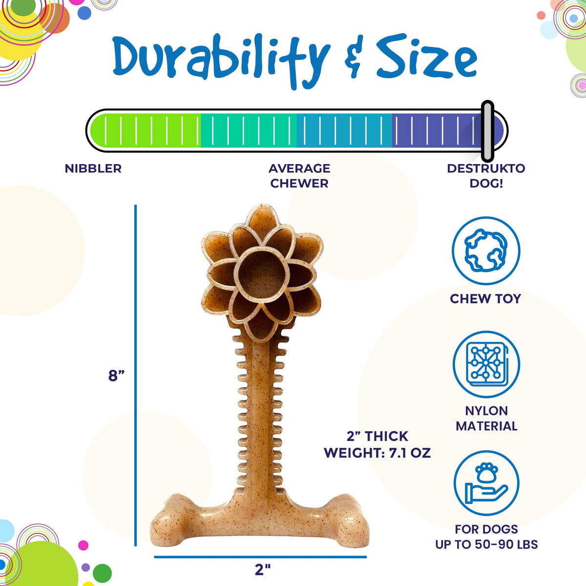Honey Bone Dental Flower Tower - Durable Nylon Dog Chew Toy XL | USA