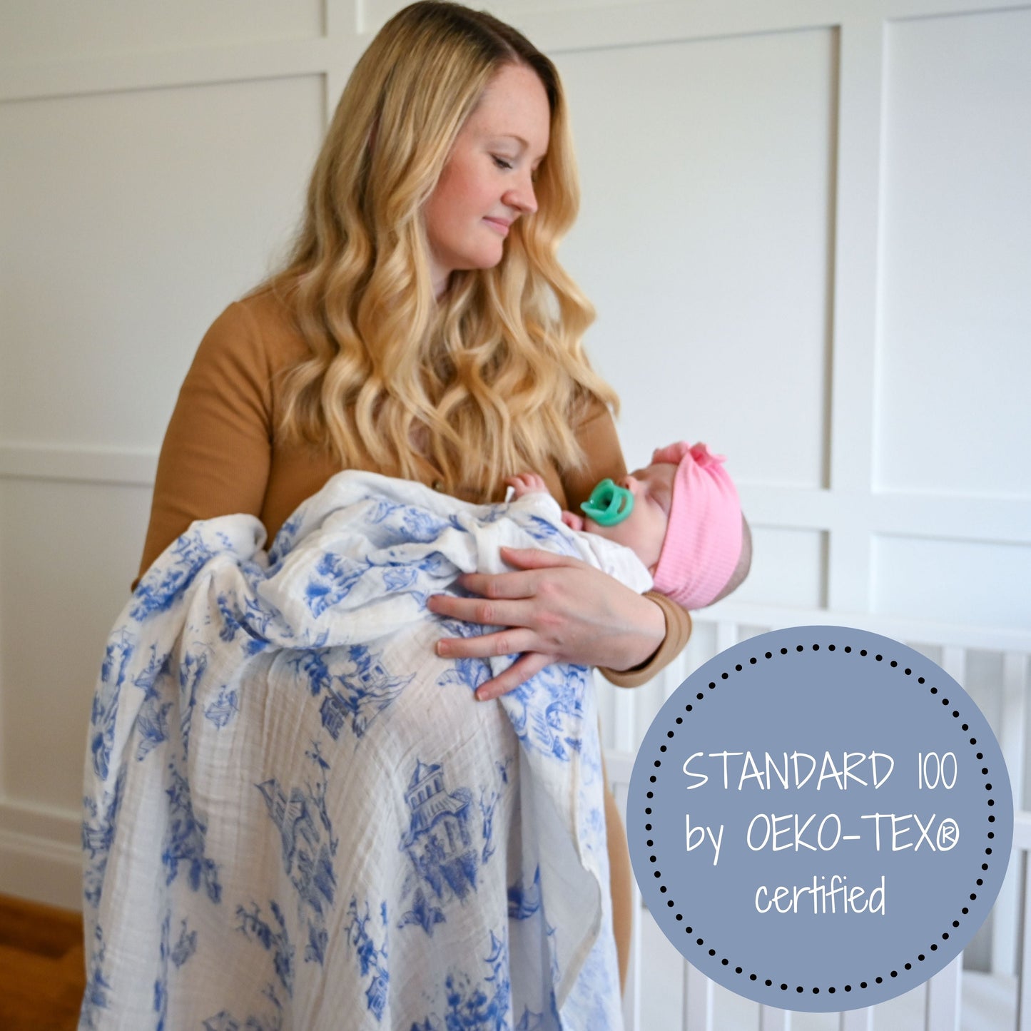 Chinoiserie Baby Muslin Swaddle Blanket
