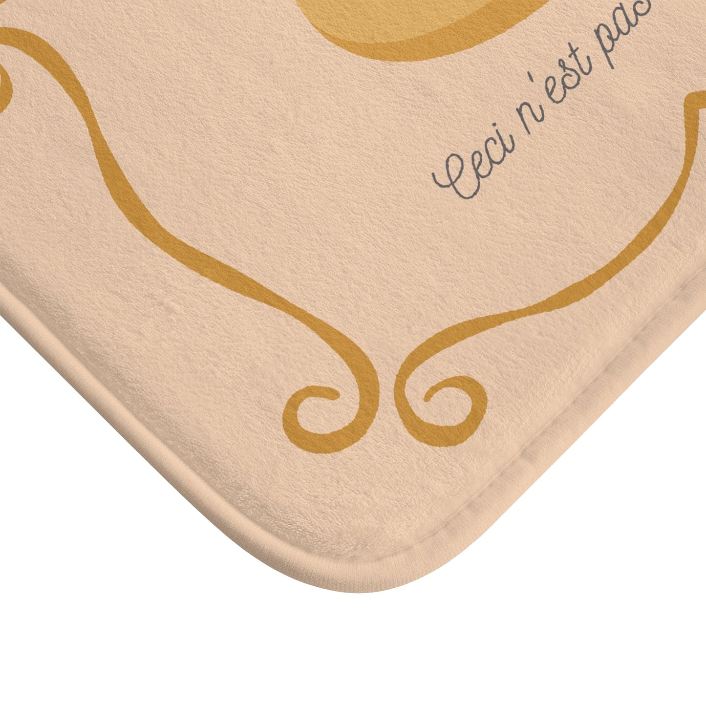 René Magritte 'Ceci n'est pas un savon' Bath Mat, Light ORANGE  | Artistic Bathroom