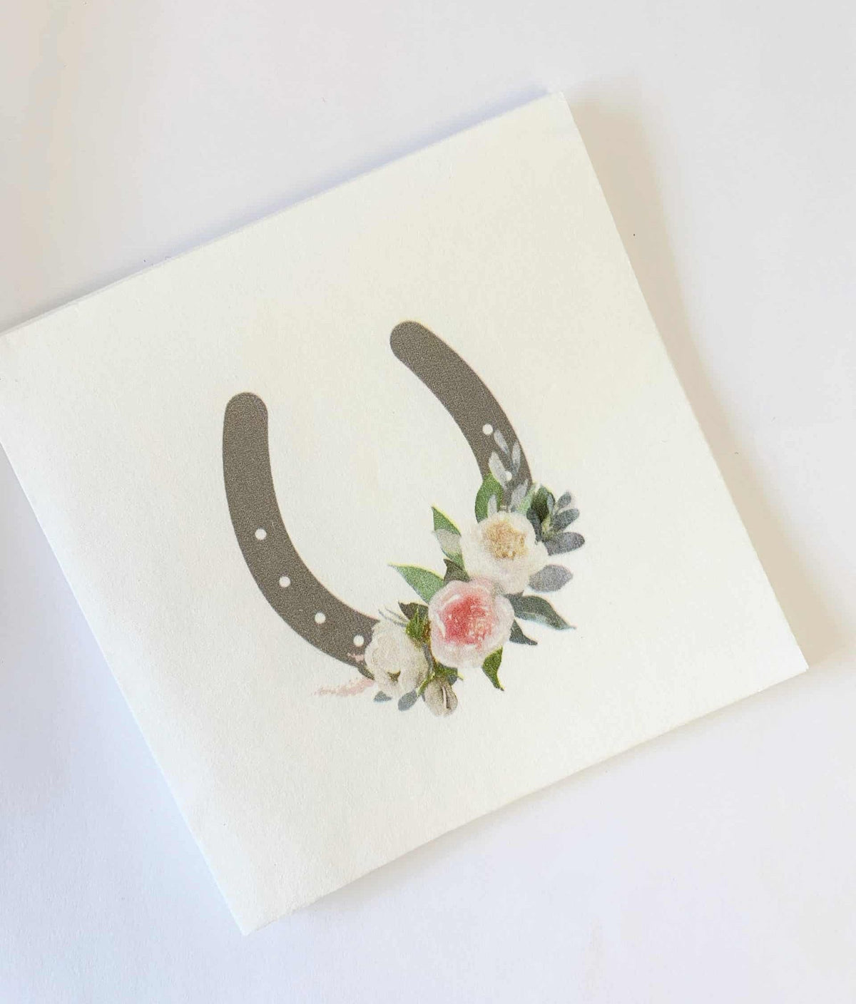 Kentucky Derby Horseshoe Cocktail Napkins - Pink and Ivory