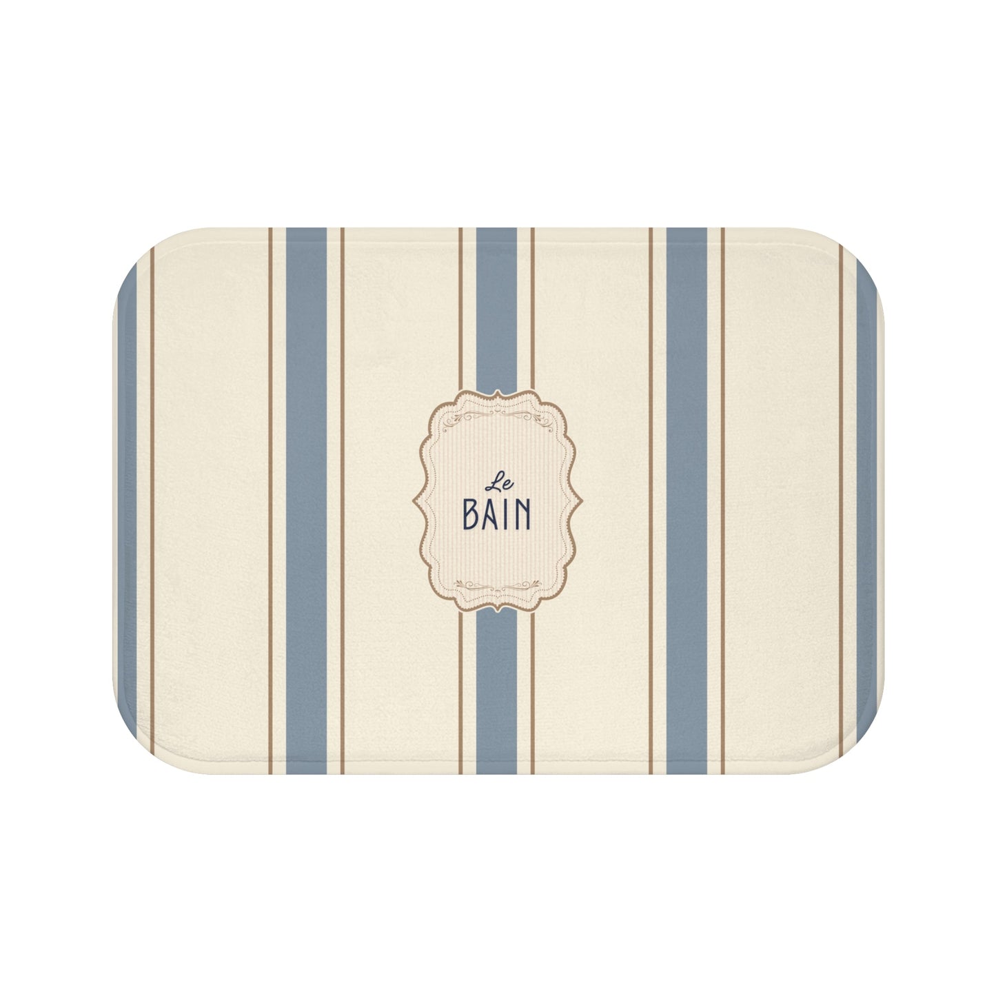 Le Bain Classic Striped Bath Mat | French Bathroom Decor, Neutral Grey-Blue  Stripes