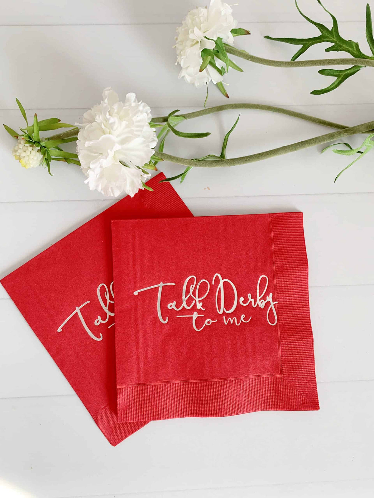 Talk Derby to Me Napkins Red Silver Foil - Kentucky Derby 2026 Cocktail Napkins Set of 16