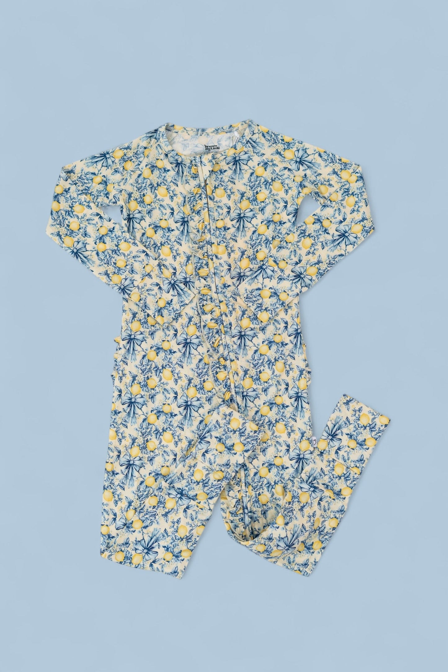 VINTAGE CITRUS TOILE DREAM RUFFLE ROMPER