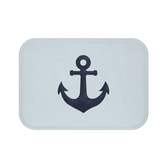 Elegant Nautical Anchor Bath Mat — Coastal Pale Blue Bathroom Rug