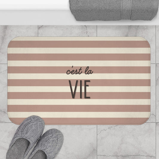 C'est la VIE Bath Mat |  Neutral Chic Bathroom Decor