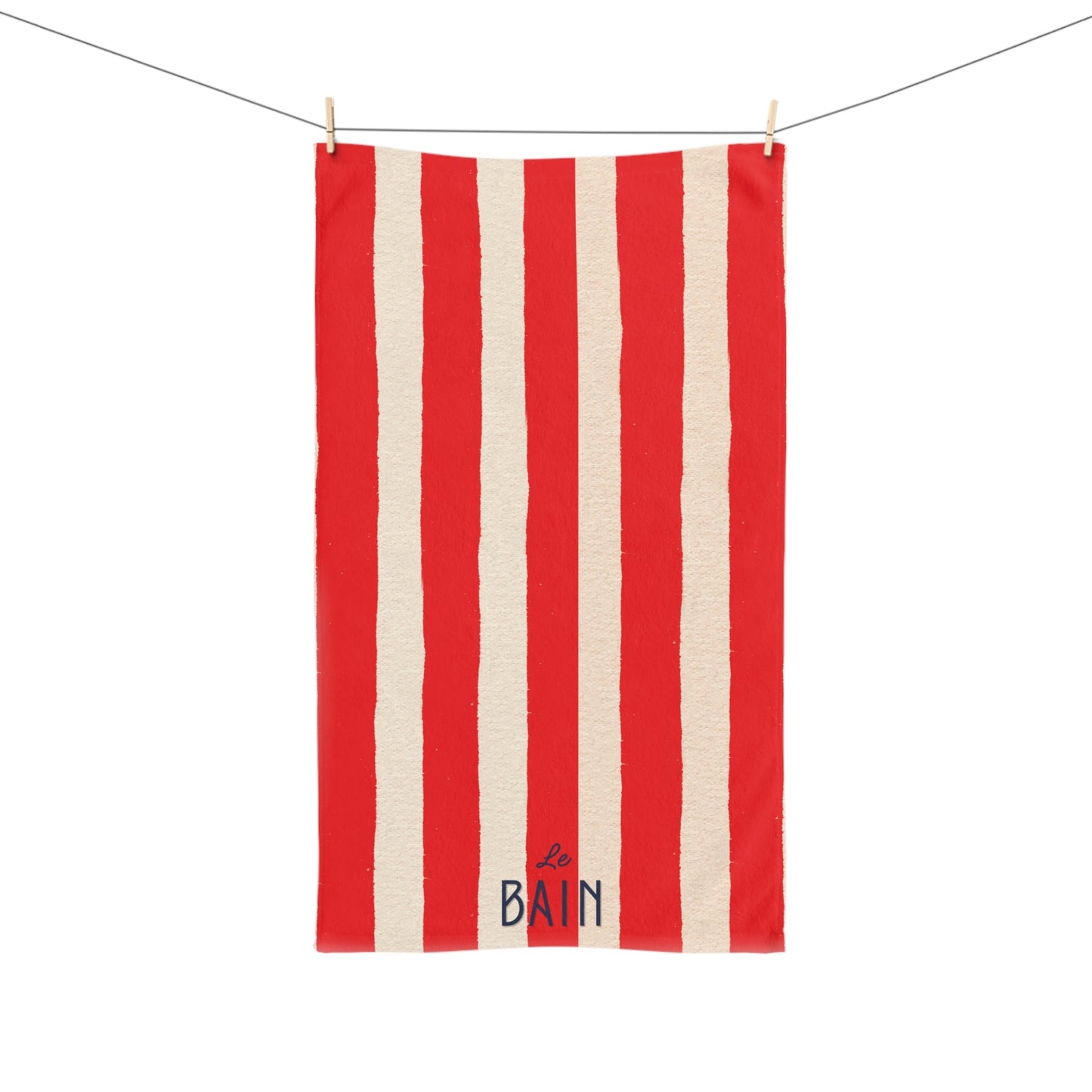 Le Bain Red Striped Hand Towel — French Red & Cream Bathroom Decor