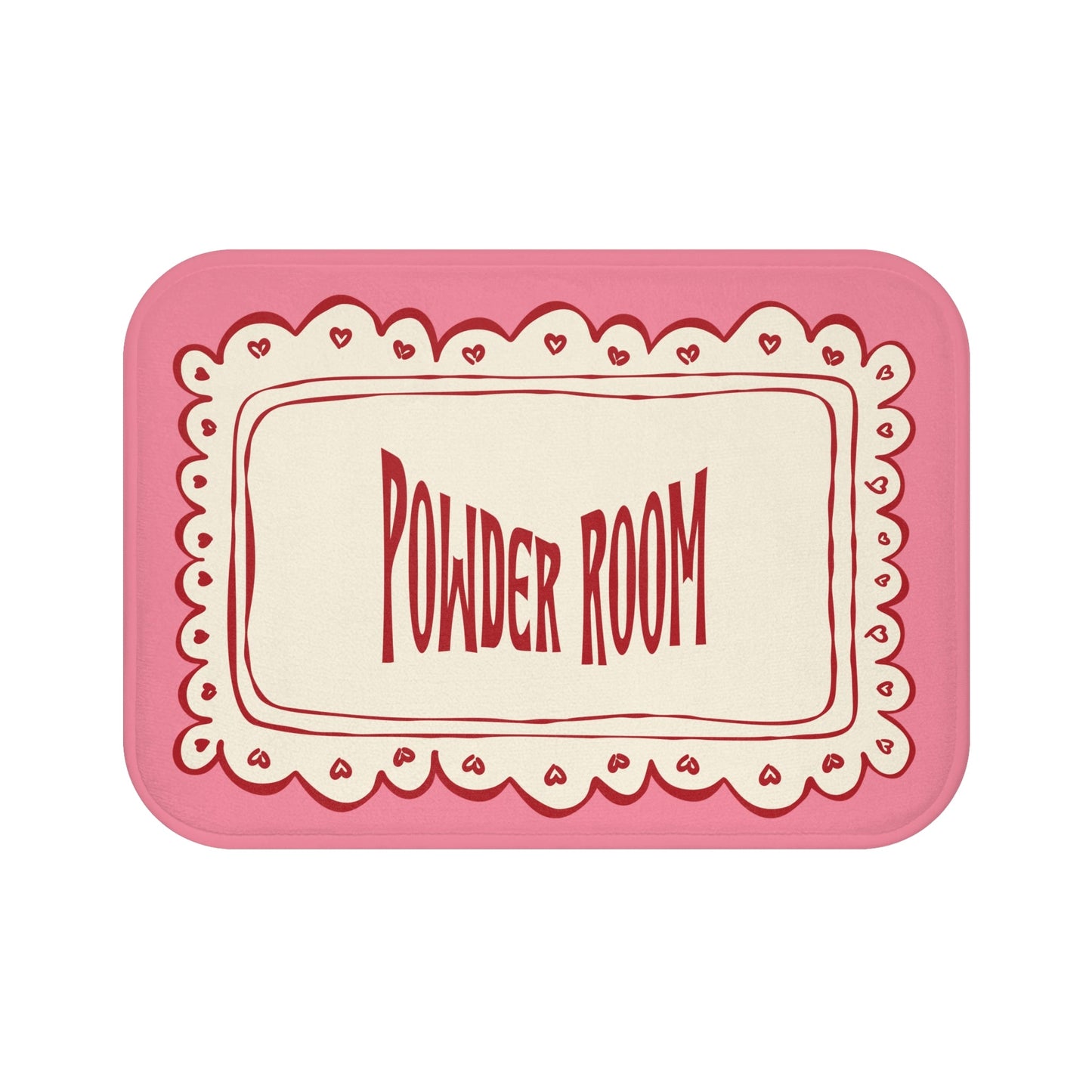Powder Room Bath Mat | PINK Vintage Lace Doily Bathroom Rug