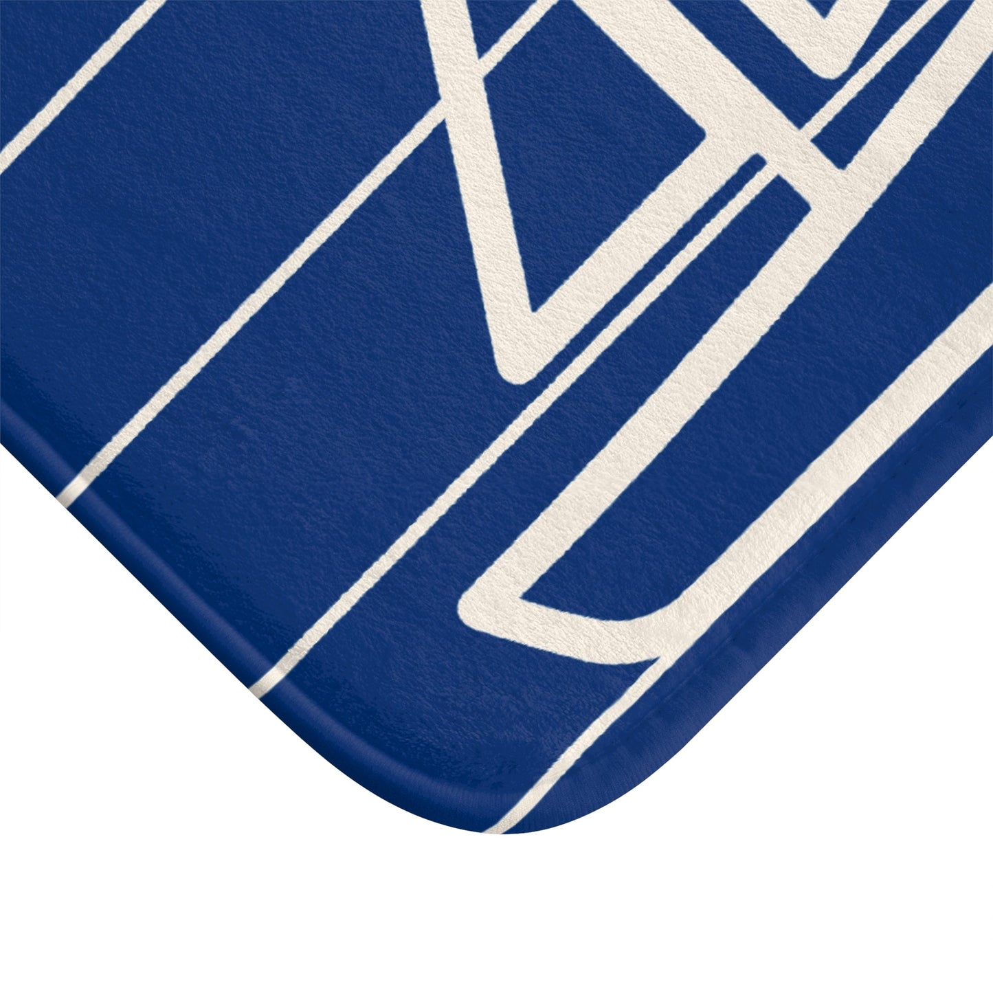 Nautical Blue “Le Bain” Bath Mat — Striped Kid's Sailboat Bathroom Rug