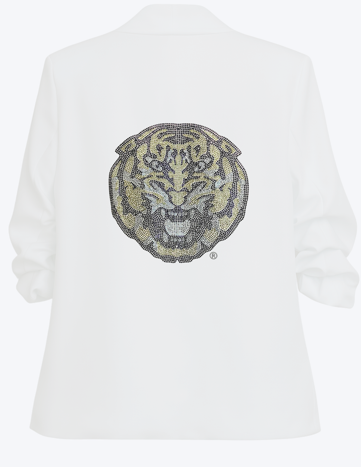 Louisiana State University Tiger Head White Ruched Blazer