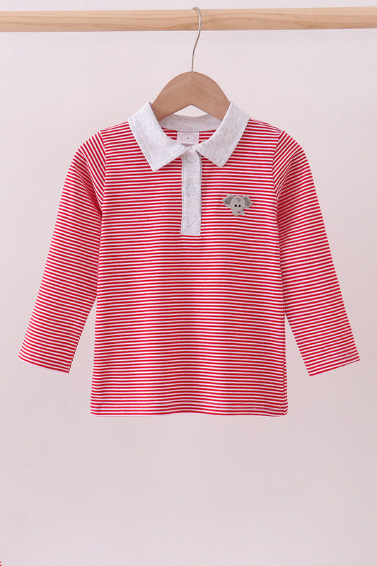 Premium Red Alabama stripe elephant embroidery button down shirt
