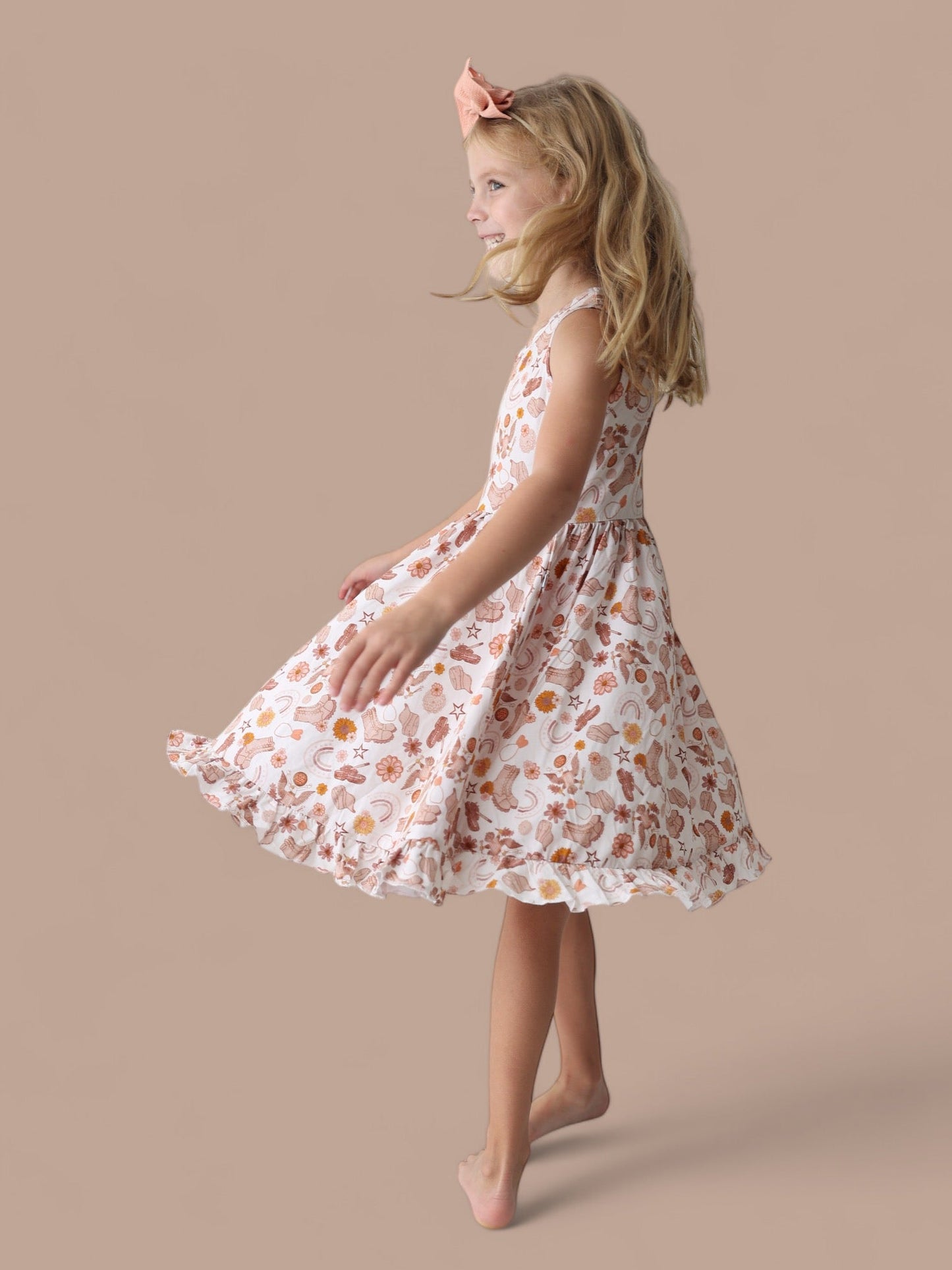 FLOWERS AND BOOTS DREAM TANK RUFFLE DRESS