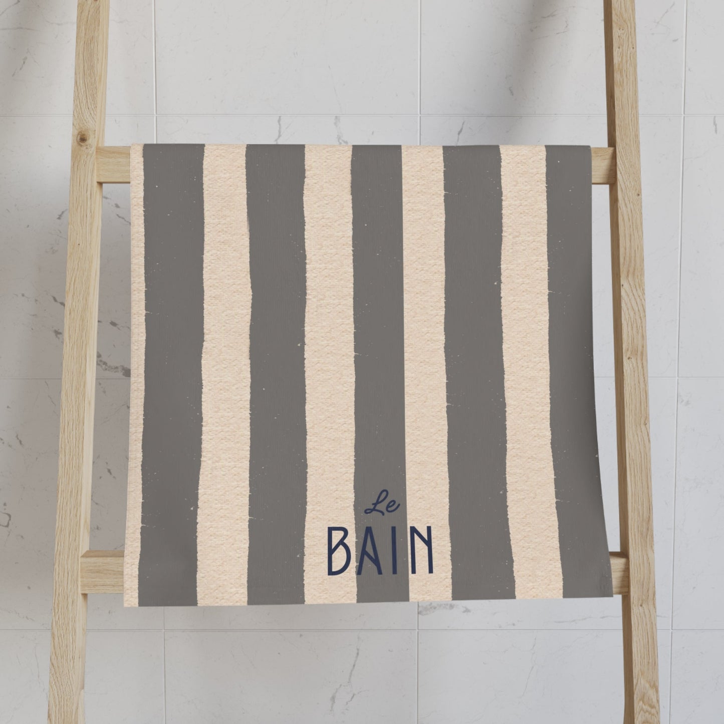 Le Bain Grey Striped Hand Towel — Grey & Cream French Bathroom Decor