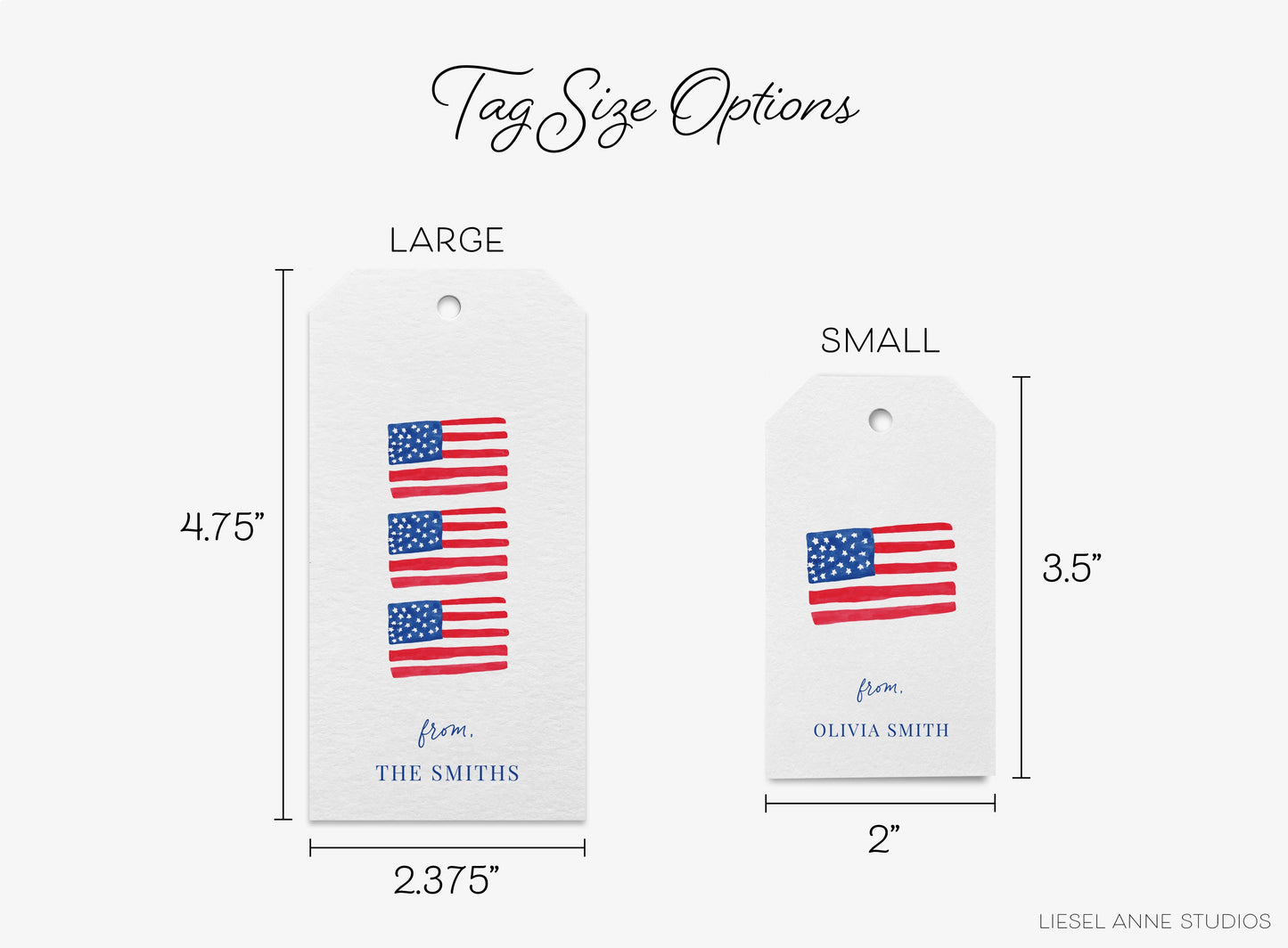 Personalized American Flag Gift Tags