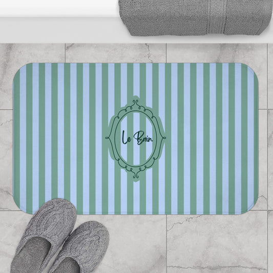 Le Bain Striped Bath Mat — Coastal Green/Blue Bathroom Rug
