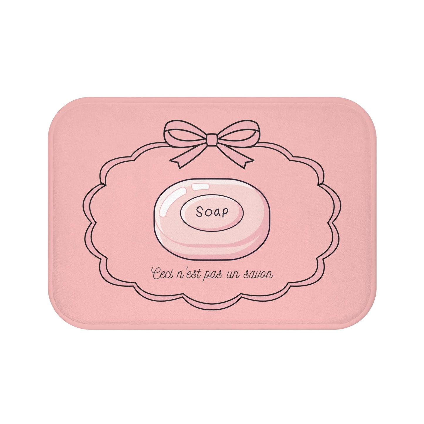 René Magritte 'Ceci n'est pas un savon' Bath Mat, Light PINK  | Art inspired Decor