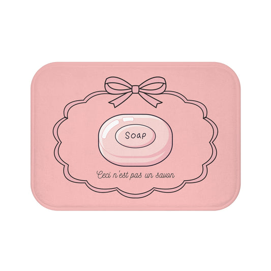 René Magritte 'Ceci n'est pas un savon' Bath Mat, Light PINK  | Art inspired Decor